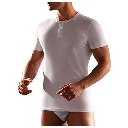 CAGI 3 maglie uomo 1308 collo a serafino manica corta in puro cotone (5, bianco)