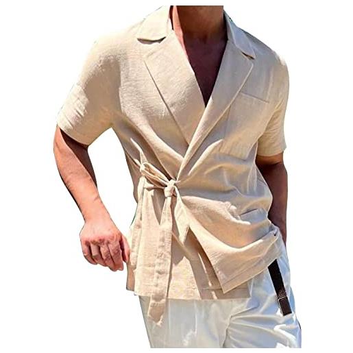 Kobilee camicia uomo casual hawaiana manica corta gemelli camicia slim fit coreana elasticizzata camicia lino vintage elegante camicetta stampa estiva t-shirt maglietta fantasia cotone
