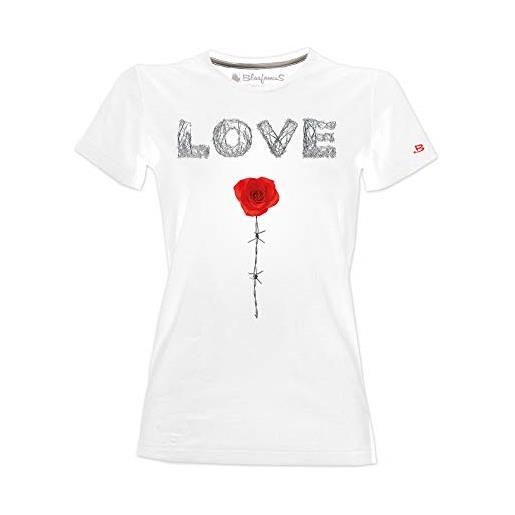 Blasfemus t-shirt donna - love filo spinato, m, bianco, cotone jersey