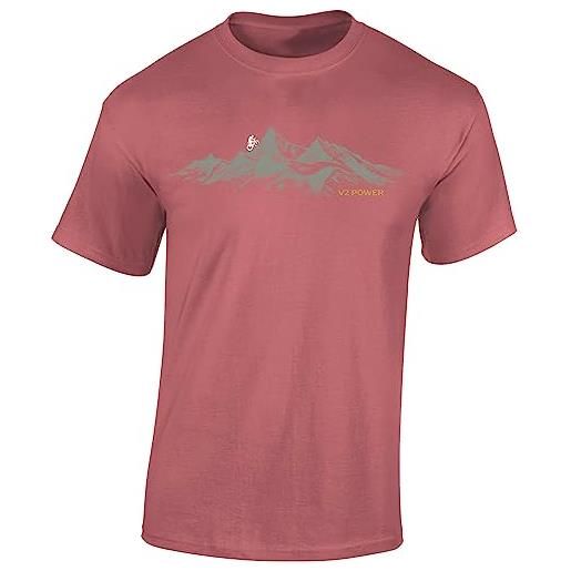 Baddery maglietta da ciclismo da uomo: v2 power - maglietta sportiva da uomo - moutainbike shirt, rosa antico, xxxl
