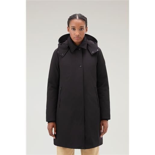 Woolrich donna trench firth in tech soft. Shell nero taglia xs