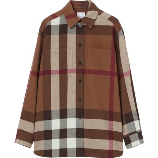 Burberry camicia con motivo haymarket check - marrone