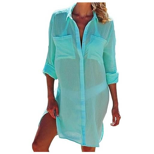 Xinlong costume da bagno donna copricostume mare copribikini sexy camicia maglia tunic per spiaggia vacanze estivo