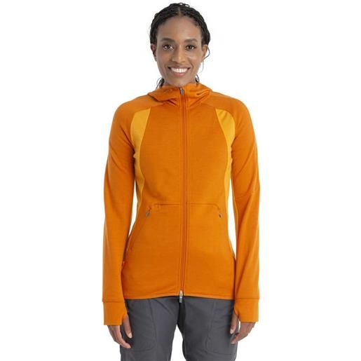 Icebreaker quantum zone knit merino full zip sweatshirt arancione xs donna