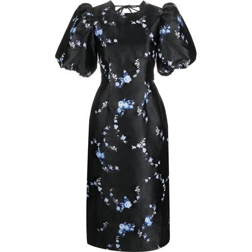 GANNI abito midi a fiori jacquard - nero