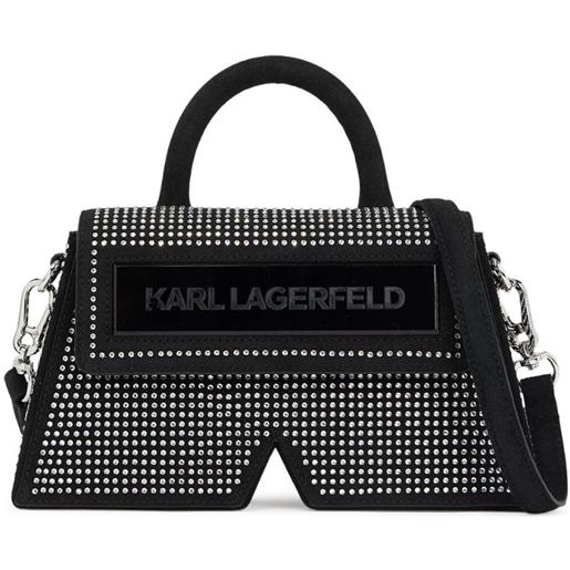 Karl Lagerfeld borsa a tracolla ikon k con cristalli - nero