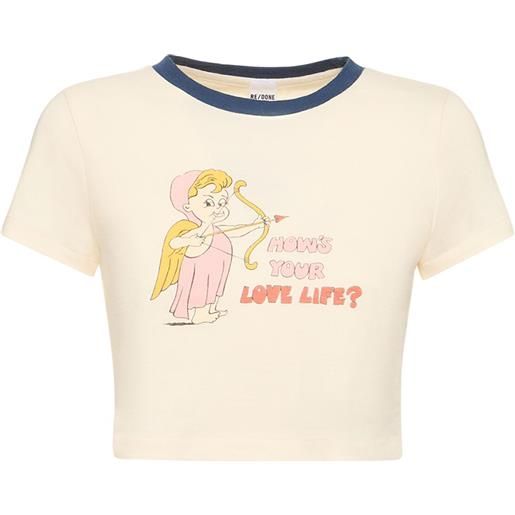 RE/DONE t-shirt cropped love life in cotone con stampa