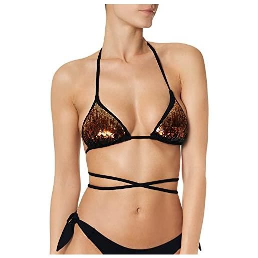 Goldenpoint bikini donna costume reggiseno triangolo ricamo paillettes, colore nero, taglia 2