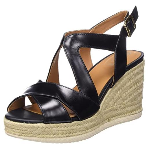 Geox d ponza, espadrille wedge sandal, nero, 38.5 eu