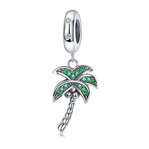 YiRong Jewelry charm a forma di palma, in argento sterling 925, con albero di natale, per braccialetti pandora