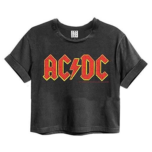 Amplified crop top woman t-shirt (led zeppelin icarus - charcoal, l)