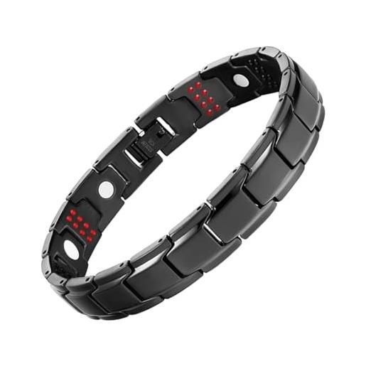 JFUME braccialetto magnetico per uomo - regalo per uomo - braccialetto nero con strumento di rimozione del link - regalo per la festa del papà - 21,5 cm regolabile