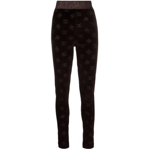 Dolce & Gabbana leggings con logo goffrato - marrone