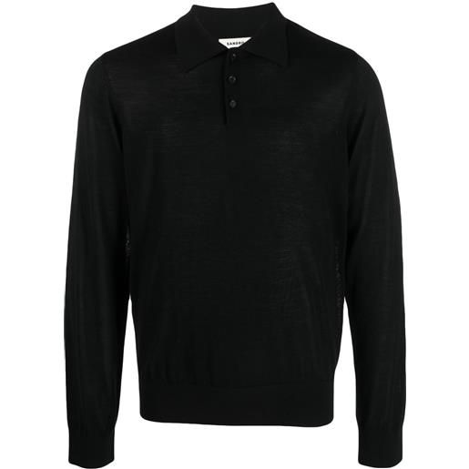 SANDRO maglione modello polo a maniche lunghe - nero