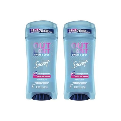 Secret Deodorant secret antiperspirant e deodorante per donne, outlast xtend clear gel, proteggere polvere, 73,7 gram, confezione da 2
