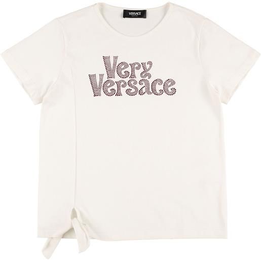 VERSACE t-shirt in jersey di cotone con logo e fiocco