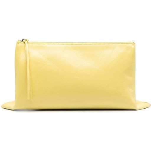 Jil Sander clutch con logo goffrato - giallo