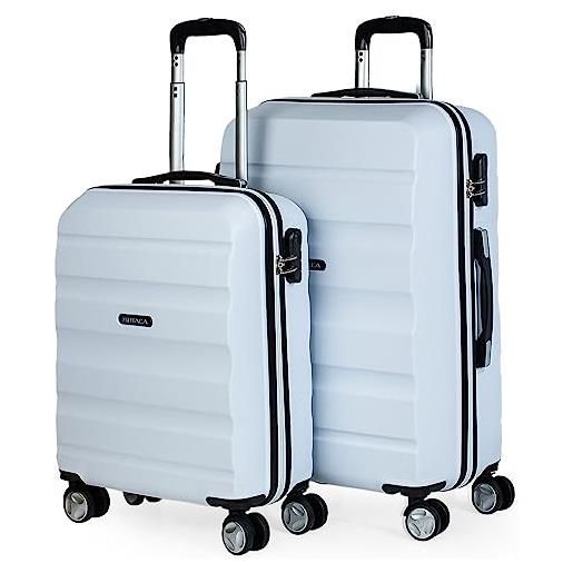 ITACA - set valigie - set valigie rigide offerte. Valigia grande rigida, valigia media rigida e bagaglio a mano. Set di valigie con lucchetto combinazione tsa t71615, bianco