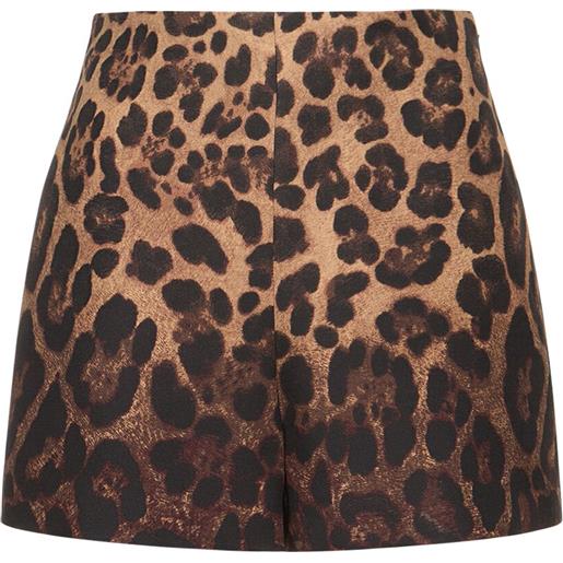 VALENTINO shorts vita alta in crepe leopard