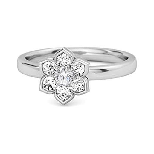 Shine Jewel daisy flower moissanite diamond 925 sterling silver women wedding ring gioielli da donna (argento placcato oro bianco, 11.5)