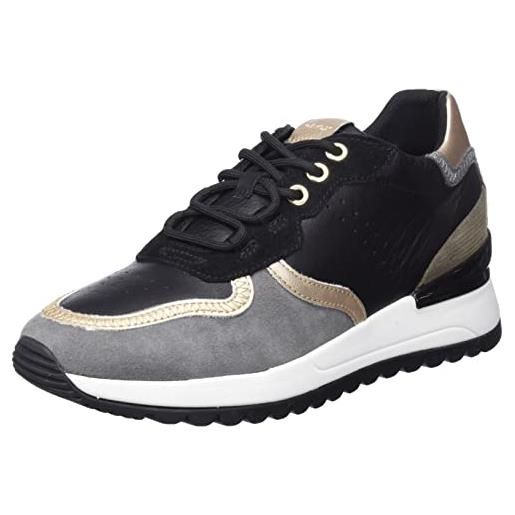 Geox d desya a, sneakers donna, nero/grigio (black/dk grey), 35 eu