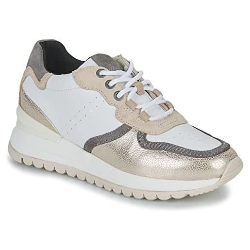 Geox d desya a, sneakers donna, bianco/beige (white/lt taupe), 40 eu
