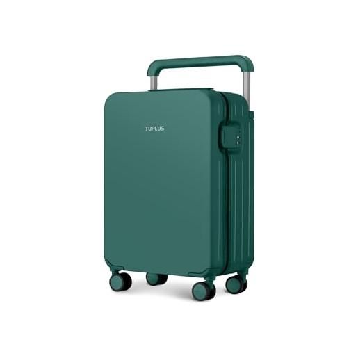 TUPLUS suitcase valigia leggera a guscio rigido con 4 rotelle per il trasporto di merci in valigia da viaggio con chiusura tsa, serie impression (green, 56 x 36.5 x 22 cm)