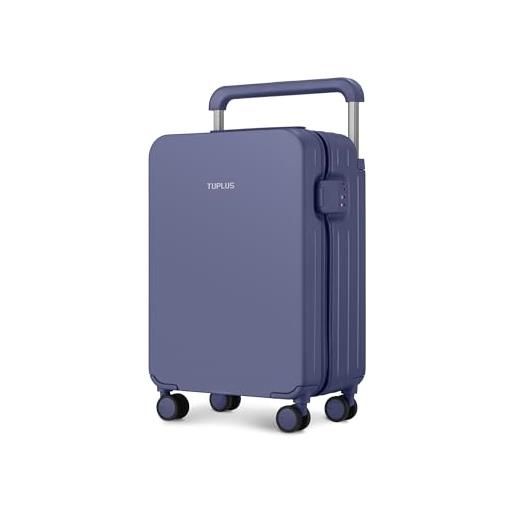 TUPLUS suitcase valigia leggera a guscio rigido con 4 rotelle per il trasporto di merci in valigia da viaggio con chiusura tsa, serie impression (purple, 56 x 36.5 x 22 cm)