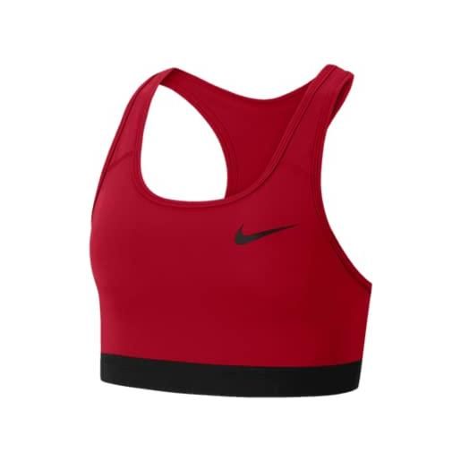 Nike reggiseno sportivo da donna, bra a sostegno medio, non imbottito, palestra rosso/nero/nero. , s
