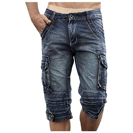 Idopy pantaloncini di jeans da uomo in denim da cargo con cerniere