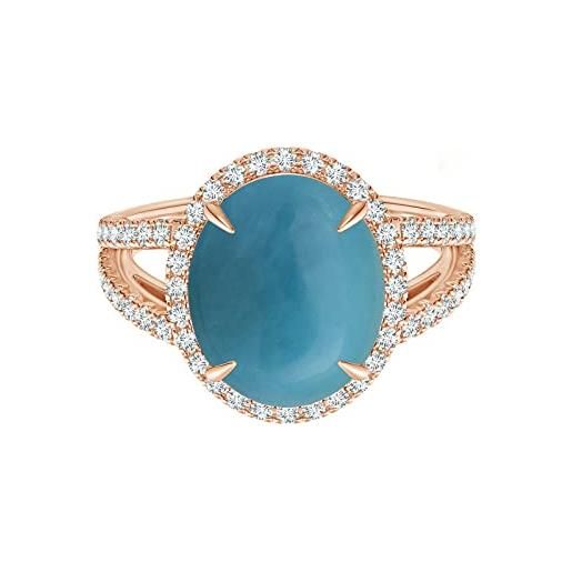 MOONEYE set di griffe 1,5 ctw pietra preziosa turchese blu naturale ovale anello con gambo diviso in argento sterling 925 placcato oro rosa