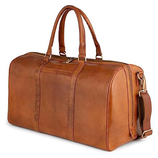 Berliner Bags vintage weekender boston in pelle, borsa da viaggio per uomo e donna, colore: marrone, marrone, vintage