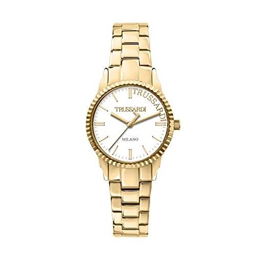 Trussardi orologio donna, collezione t-bent, solo tempo, 3h, quarzo, in acciaio, pvd oro giallo - r2453144504