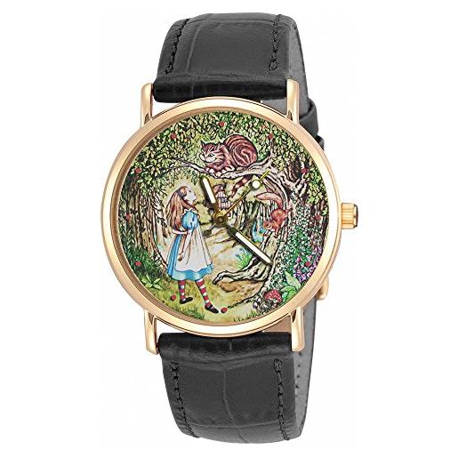 indofrance alice nel paese delle meraviglie, bellissimo orologio da polso originale lewis caroll art 30 mm da collezione cheshire cat