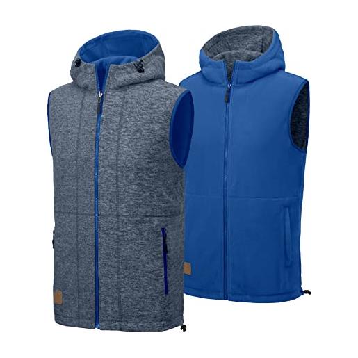 Little Donkey Andy gilet in pile reversibile da uomo, leggero, caldo, senza maniche, con cappuccio, per escursionismo, passeggiate, viaggi, antracite, taglia m