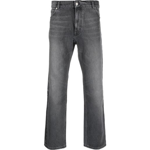 Courrèges jeans dritti a vita media con ricamo - grigio
