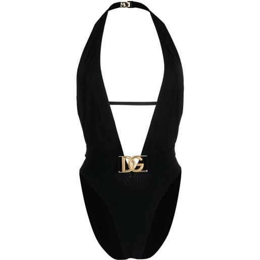 Dolce & Gabbana costume intero con placca logo - nero
