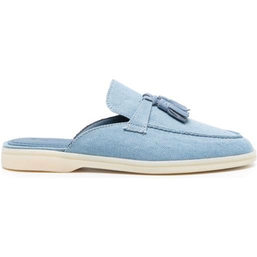 Scarosso slippers lucrezia denim con nappa - blu