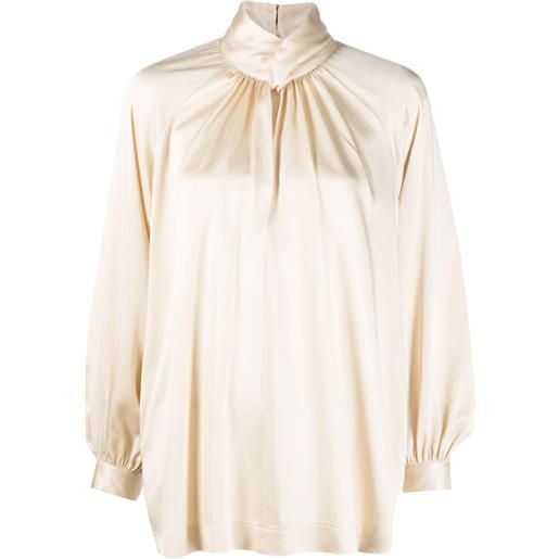 Semicouture blusa a collo alto - toni neutri