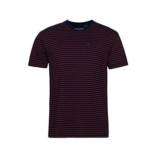 Superdry maglietta a righe t-shirt, dark indigo/americana red, xs uomo