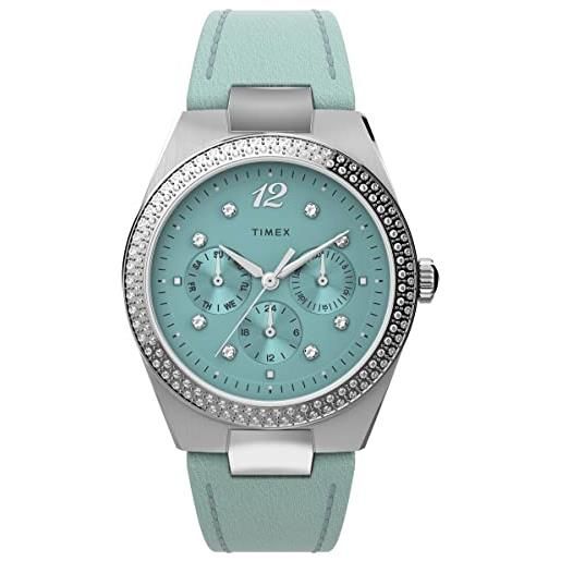 Timex simone multifunzione 38mm orologio da donna - cinturino blu quadrante blu cassa tono argento, blu