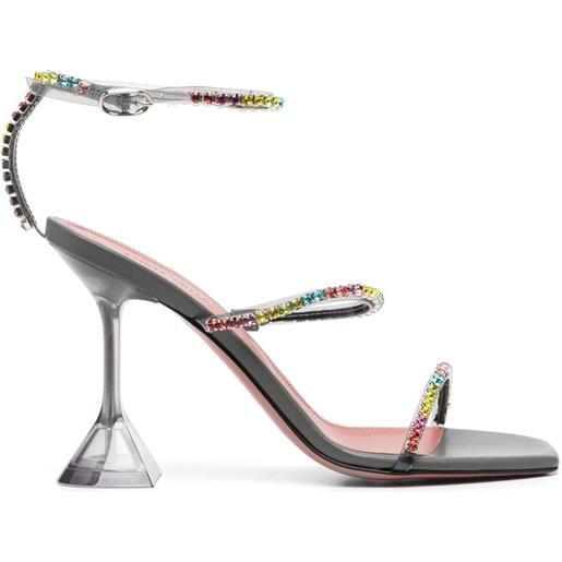 Amina Muaddi sandali gilda 95mm con cristalli - grigio