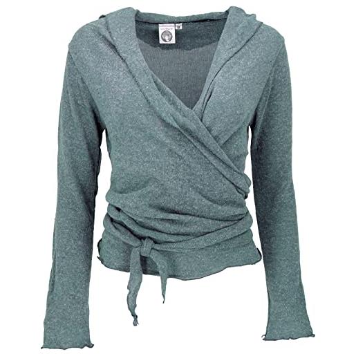 GURU SHOP, camicia a portafoglio, maglione in maglia di cotone, giacca a portafoglio, grigio granito, dimensione indumenti: l (40), maglioni, felpe a maniche lunghe