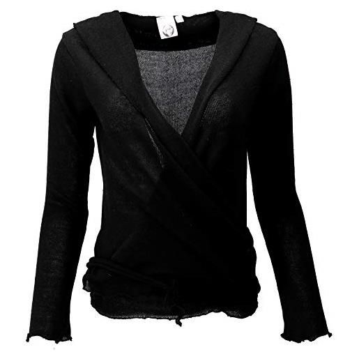 GURU SHOP guru-shop, camicia a portafoglio, maglione in maglia di cotone, giacca a portafoglio, nero, dimensione indumenti: m (38), maglioni, felpe a maniche lunghe