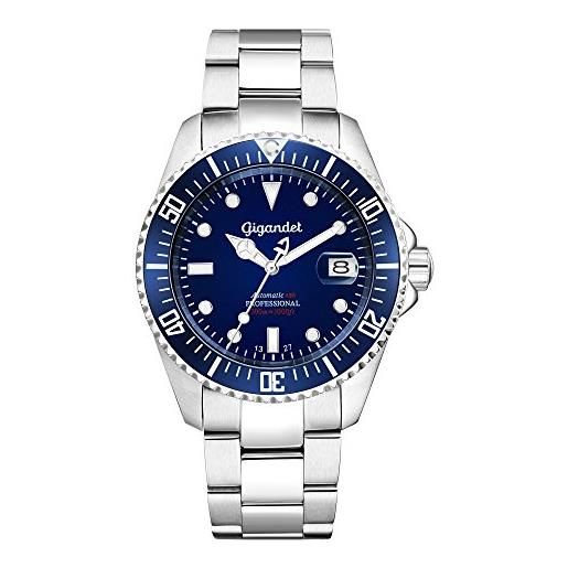 Gigandet sea ground orologio subacqueo automatico analogico uomo blu argento g2-009