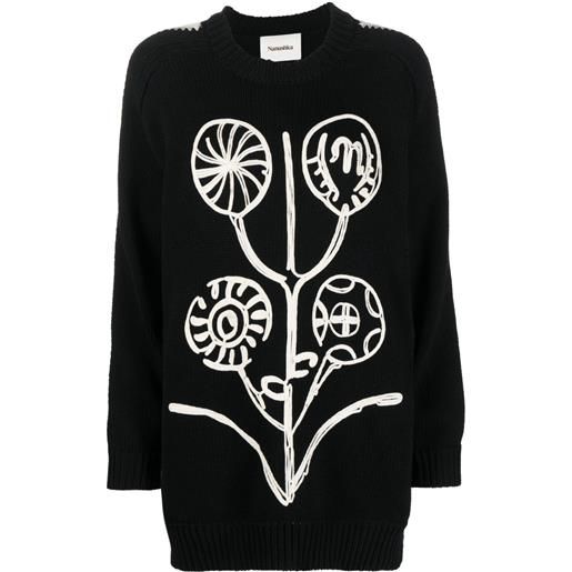 Nanushka maglione con ricamo - nero