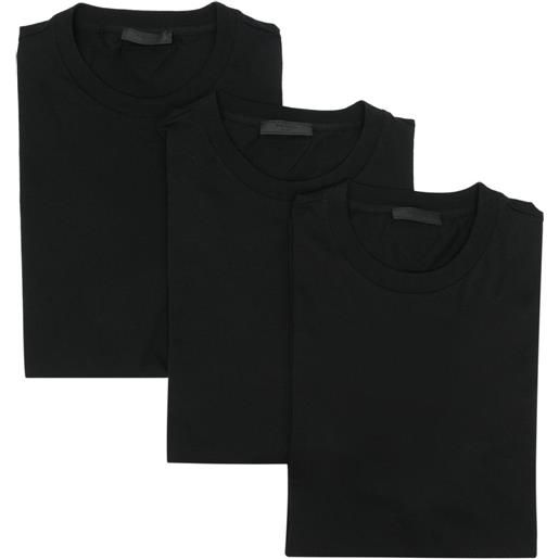 Prada t-shirt in cotone (set di 3) - nero