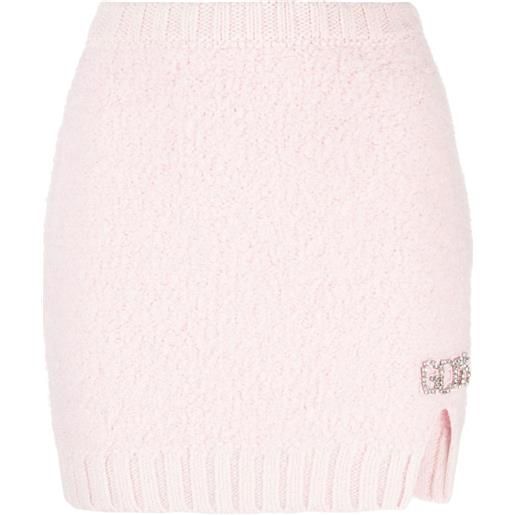 Gcds minigonna hairy con placca logo - rosa