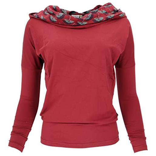 GURU SHOP loeres - maglietta a maniche lunghe in cotone biologico, da donna, colore: rosso, 46