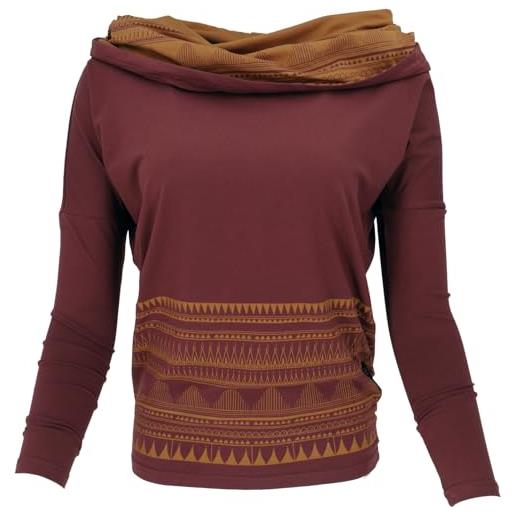 GURU SHOP guru-shop, camicia lunga sciolta in cotone biologico, camicia con cappuccio a scialle, caffè, dimensione indumenti: s (36), maglioni, felpe a maniche lunghe